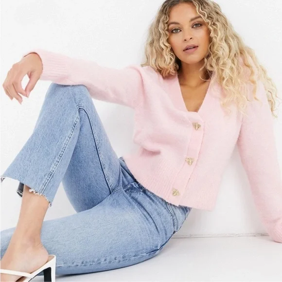 Paris Atelier & Other Stories Soft Pink Wool & Alpaca Blend Bee Cardigan - Picture 12 of 12